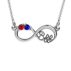 2-4 Stone BFF Infinity Pendant – 10K Yellow Gold with Blue Sapphire and Garnet