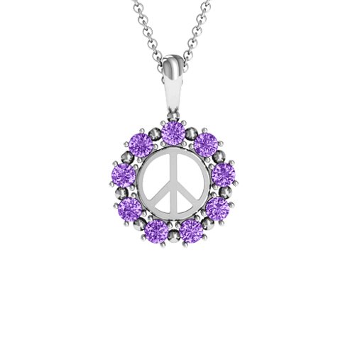 Peace Sign with Stones Pendant