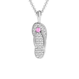 Flip Flop Pendant in 925 Sterling Silver with Pink Tourmaline