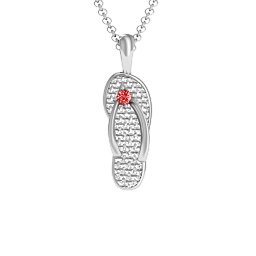 Flip Flop Pendant in 925 Sterling Silver with Garnet