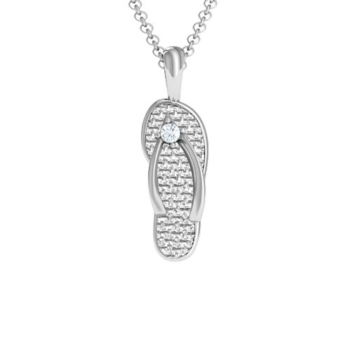 Flip Flop Pendant – Sterling Silver with Diamond