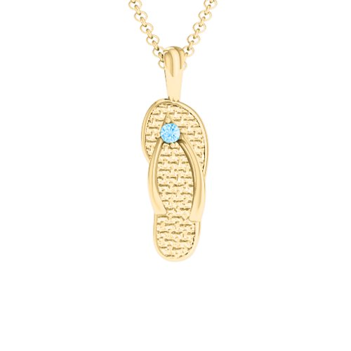 Flip Flop Pendant – 10K Yellow Gold with Blue Topaz