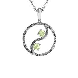 Personalized Yin Yang Pendant in 925 Sterling Silver with Peridot