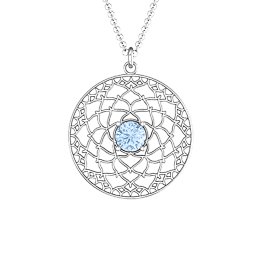 Crown Chakra Pendant in 925 Sterling Silver with Aquamarine