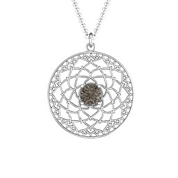Crown Chakra Pendant in 925 Sterling Silver with Smokey Quartz