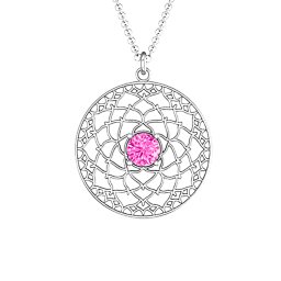 Crown Chakra Pendant in 925 Sterling Silver with Pink Tourmaline