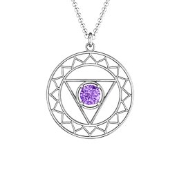 Throat Chakra Pendant in 925 Sterling Silver with Amethyst