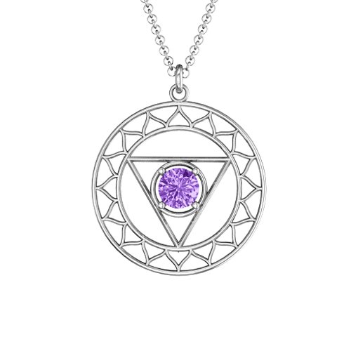 Throat Chakra Pendant – Sterling Silver with Amethyst