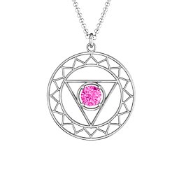 Throat Chakra Pendant in 925 Sterling Silver with Pink Tourmaline