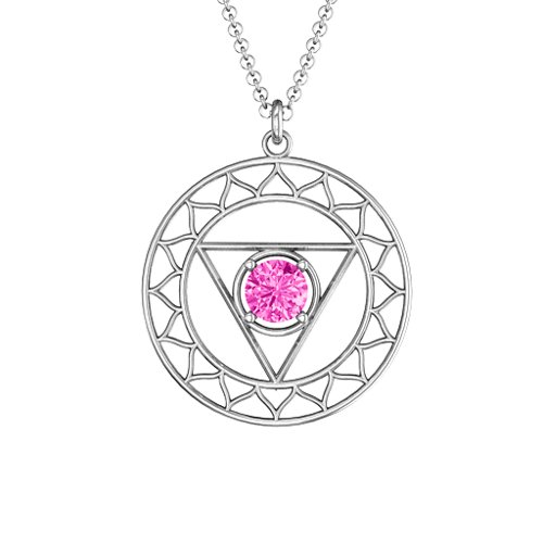 Throat Chakra Pendant – Sterling Silver with Pink Tourmaline