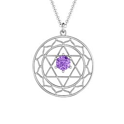 Heart Chakra Pendant in 925 Sterling Silver with Amethyst