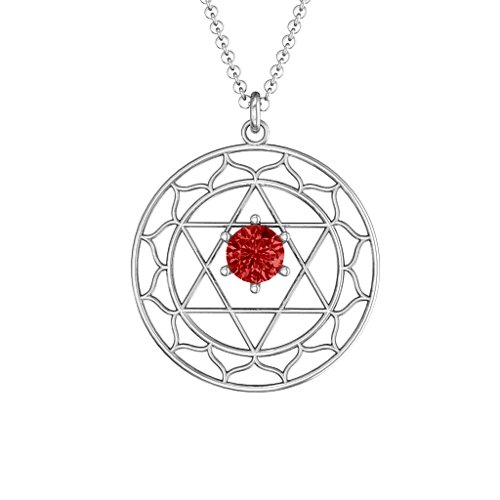 Heart Chakra Pendant – Sterling Silver with Garnet