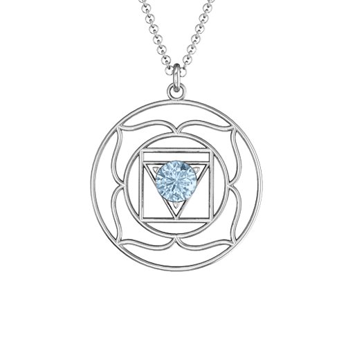 Root Chakra Pendant – Sterling Silver with Aquamarine