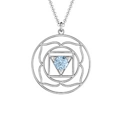Root Chakra Pendant – Sterling Silver with Aquamarine