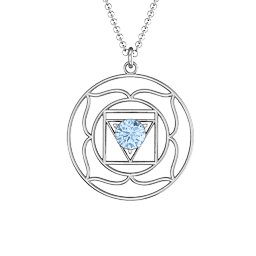 Root Chakra Pendant in 925 Sterling Silver with Aquamarine
