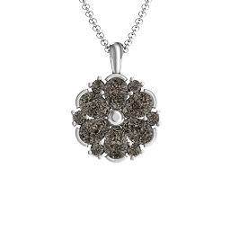 Daisy Cluster Pendant in 925 Sterling Silver with Smokey Quartz