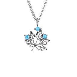 Maple Leaf with Stone Pendant in 925 Sterling Silver with Blue Topaz
