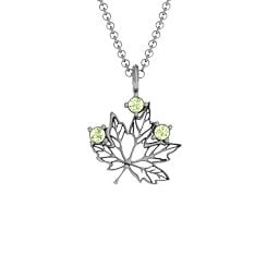 Maple Leaf with Stone Pendant in 925 Sterling Silver with Peridot