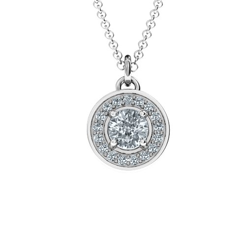 Halo and Accents Pendant – Sterling Silver with Diamond