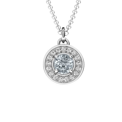 Halo and Accents Pendant – Sterling Silver with Cubic Zirconia and White Premium Zirconia