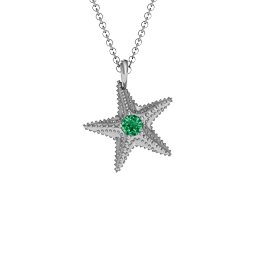 Starfish with Stone Pendant in 925 Sterling Silver with Emerald