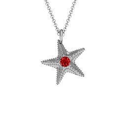Starfish with Stone Pendant in 925 Sterling Silver with Garnet