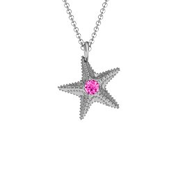 Starfish with Stone Pendant in 925 Sterling Silver with Pink Tourmaline