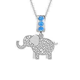 Filigree Elephant with Stones Pendant