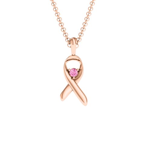 Awareness Ribbon Pendant – 10K Rose Gold with Pink Tourmaline