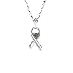 Awareness Ribbon Pendant in 925 Sterling Silver with Smokey Quartz