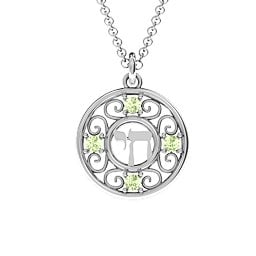 Chai and Stones Pendant in 925 Sterling Silver with Peridot