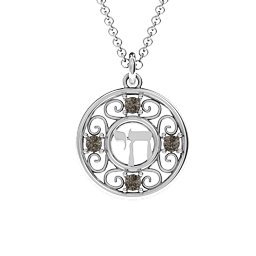Chai and Stones Pendant in 925 Sterling Silver with Smokey Quartz