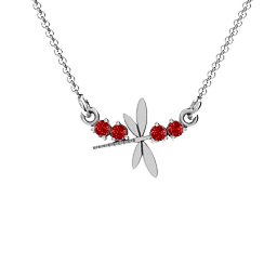Dragonfly Pendant in 925 Sterling Silver with Garnet