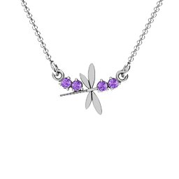 Dragonfly Pendant in 925 Sterling Silver with Amethyst