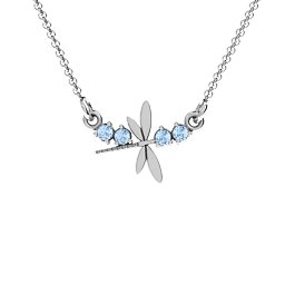 Dragonfly Pendant in 925 Sterling Silver with Aquamarine