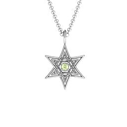 Modern Star of David Pendant in 925 Sterling Silver with Peridot