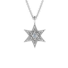 Modern Star of David Pendant – 10K Yellow Gold with Cubic Zirconia