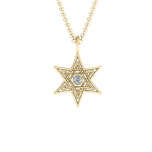 Modern Star of David Pendant – 10K Yellow Gold with Cubic Zirconia