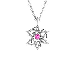 Olive Branch Star of David Pendant in 925 Sterling Silver with Pink Tourmaline