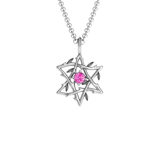Olive Branch Star of David Pendant – Sterling Silver with Pink Tourmaline