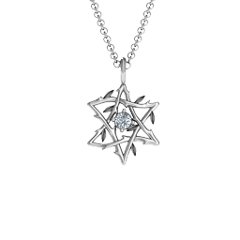 Olive Branch Star of David Pendant – 10K Yellow Gold with Cubic Zirconia