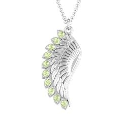 Wing Pendant with Stones in 925 Sterling Silver with Peridot