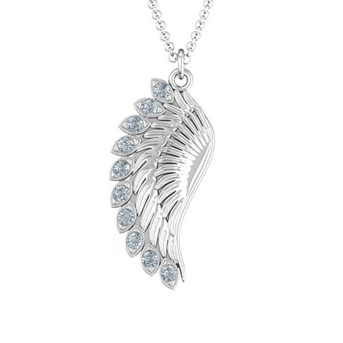 Wing Pendant with Stones – Sterling Silver with Cubic Zirconia
