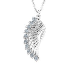 Wing Pendant with Stones – 10K Rose Gold with Cubic Zirconia