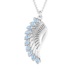 Wing Pendant with Stones in 925 Sterling Silver with Aquamarine
