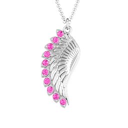 Wing Pendant with Stones in 925 Sterling Silver with Pink Tourmaline