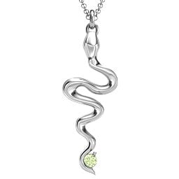 Snake Pendant in 925 Sterling Silver with Peridot
