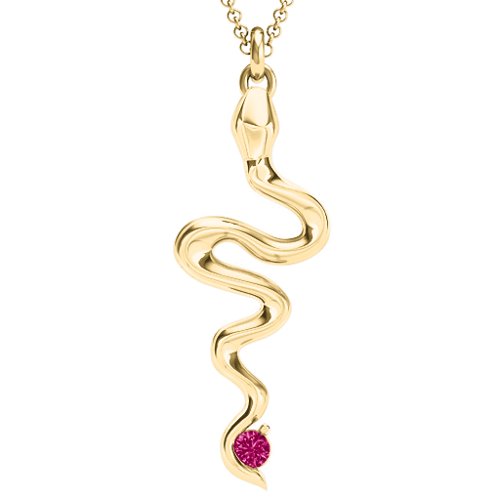 Snake Pendant – 10K Yellow Gold with Ruby