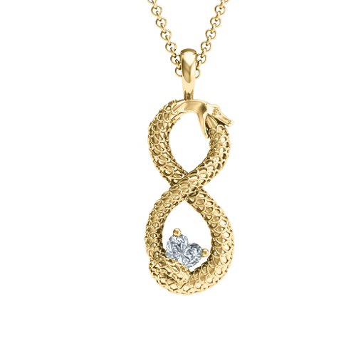 Ouroboros Snake Infinity Pendant – 10K Yellow Gold with Diamond