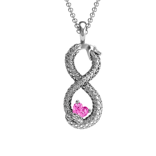 Ouroboros Snake Infinity Pendant – Sterling Silver with Pink Tourmaline